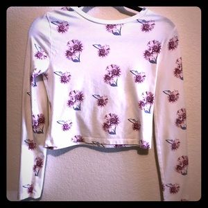 Long sleeve crop top with floral design
